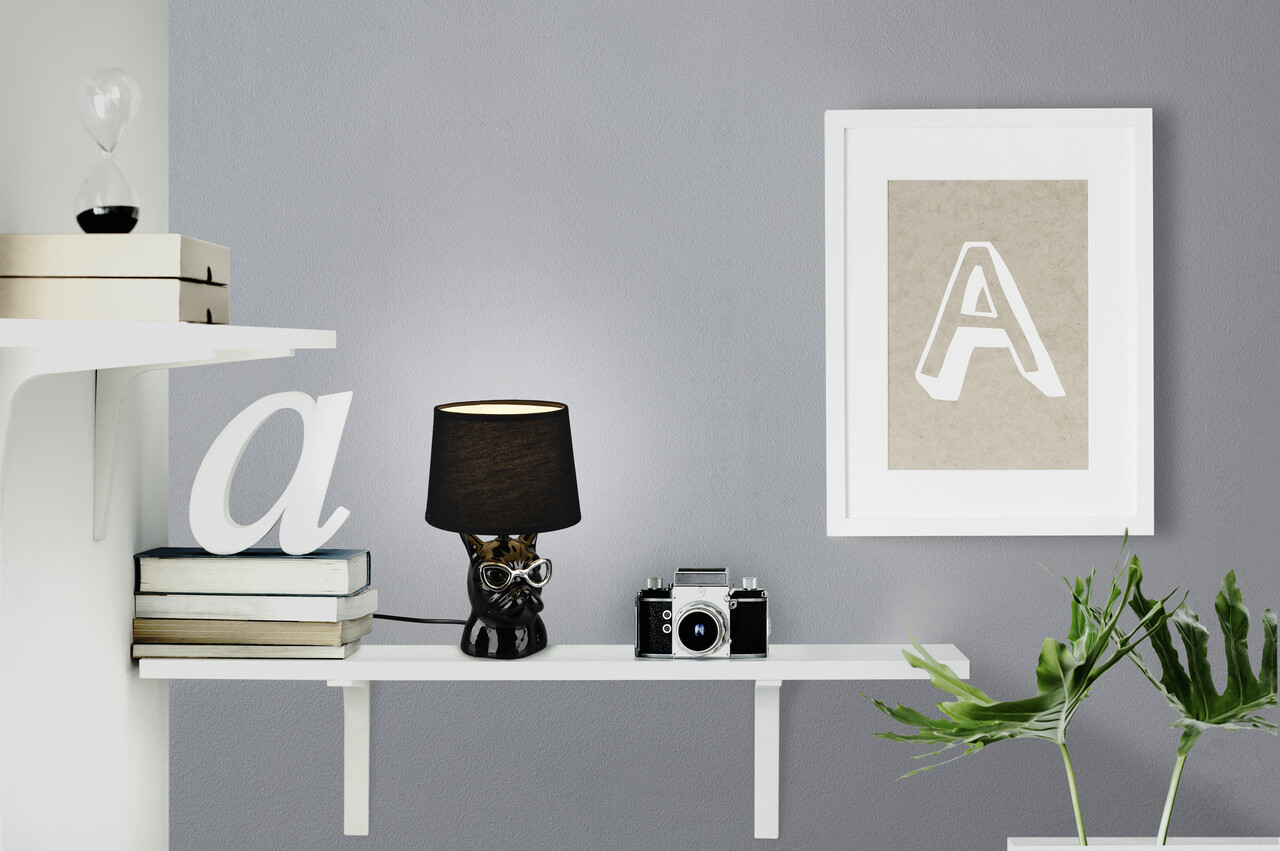 Lampa de masa Dosy, RL, 18x29 cm, 40W, 1x E14, ceramica/textil, negru