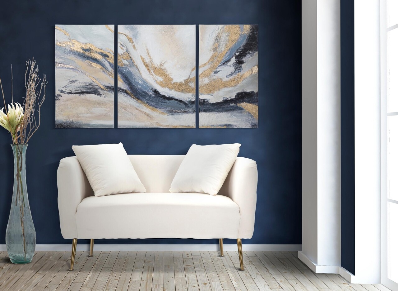 Set 3 tablouri decorative Gaspons, Mauro Ferretti, 150x80 cm, canvas pictat manual, multicolor - 1 | YEO