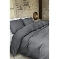 Lenjerie de pat dubla Hotel Linnen Anthracite, Primaviera Deluxe, 3 piese, 200x220/260 cm, bumbac satinat, gri