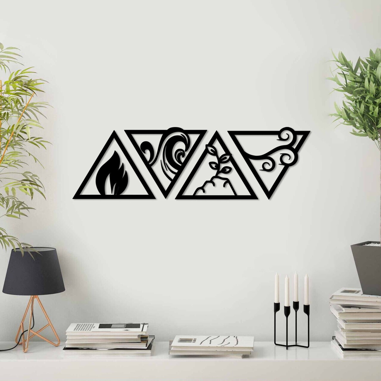 Decoratiune de perete, For Elements, Dimensiune: 30 x 25 cm (4 bucăți), Negru — imaginea 2