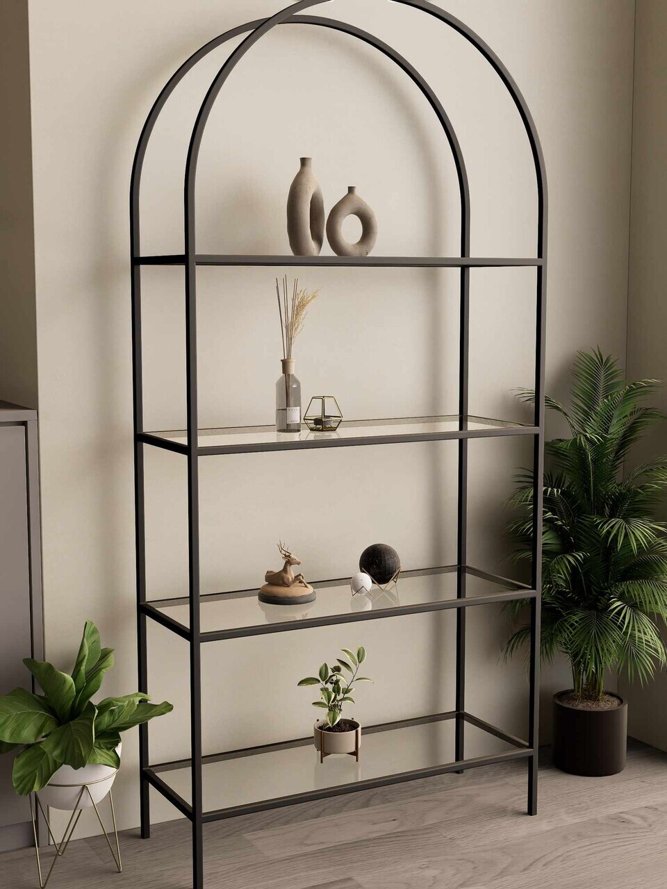 Corp biblioteca, Hanah Home, Linda, 80x172x30 cm, Negru — imaginea 2