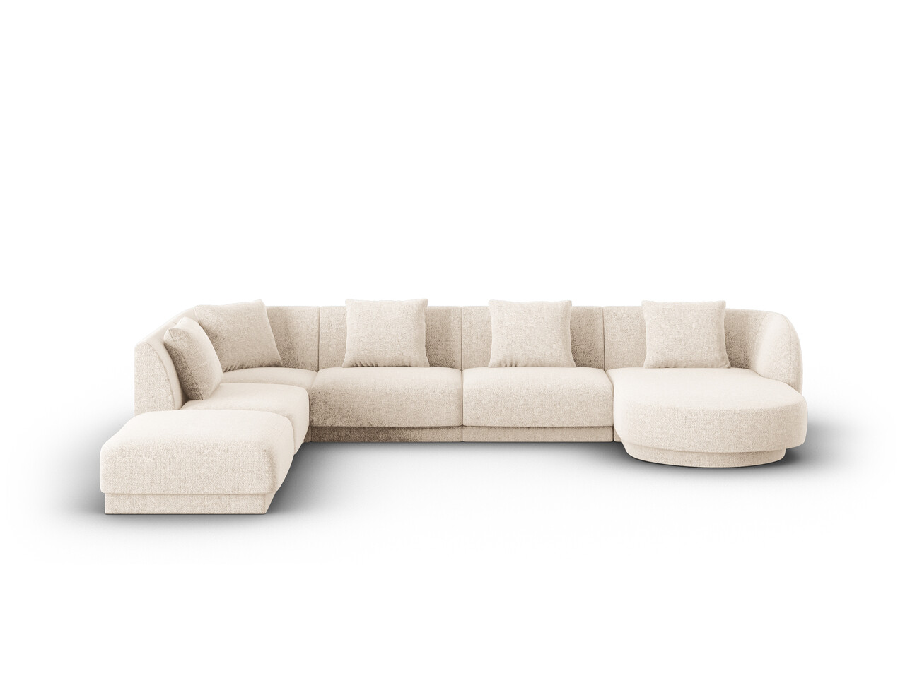 Coltar panoramic stanga 6 locuri, Tulum, Cosmopolitan Design, 330x255x70 cm, tesatura chenille, bej deschis