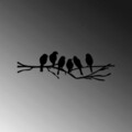 Decoratiune de perete, Birds On The Branch, Metal, 70 x 21 cm, Negru