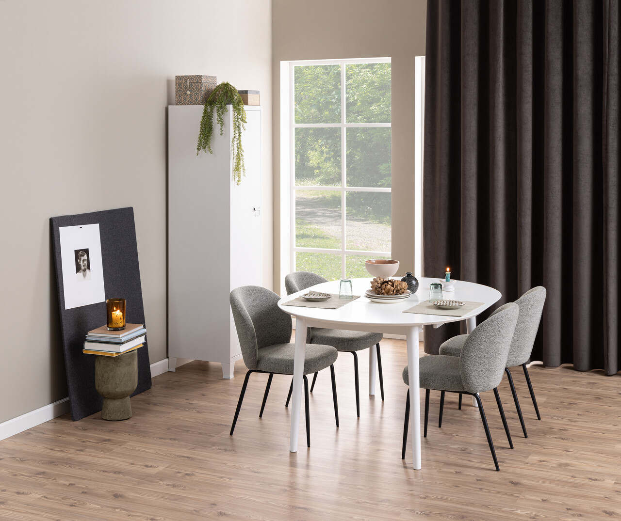 Scaun Patricia, Actona, 52x57.5x82 cm, tesatura Boucle/otel, gri - view 4