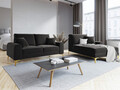 Canapea, Madara, Mazzini Sofas, 2 locuri, gold legs, 172x102x90 cm, catifea, gri inchis