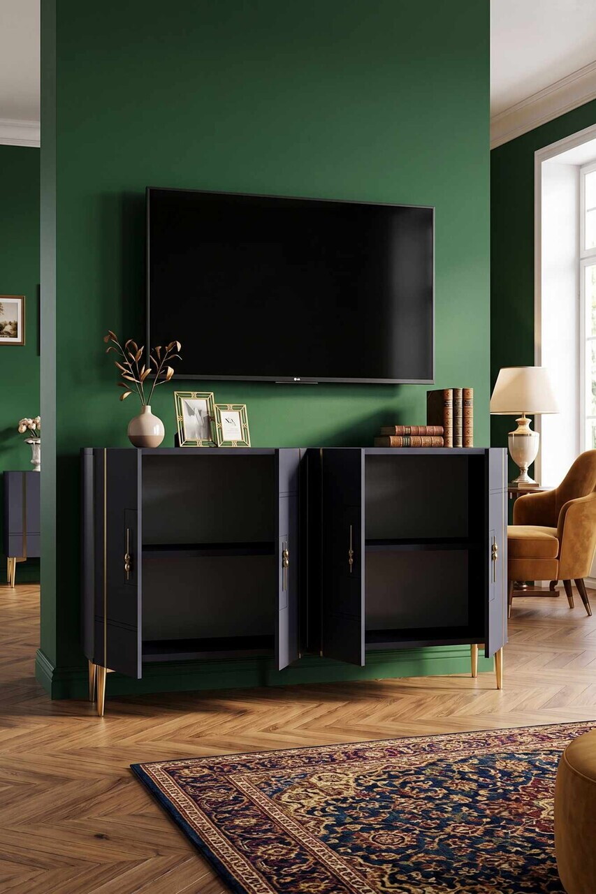 Consola, Hanah Home, Ilay 120, 120x75x32 cm, Antracit / Aur — imaginea 4