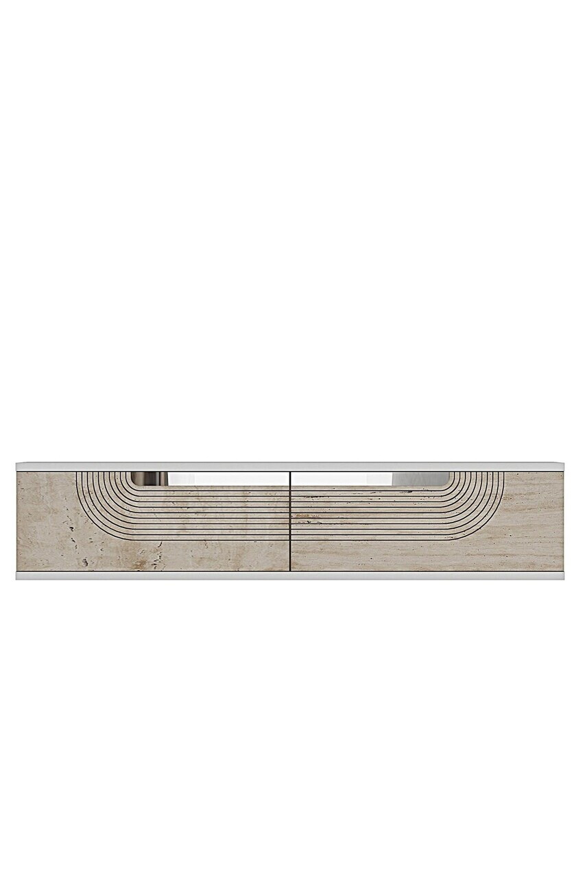 Dulap, Hanah Home, Meyra 120, 120x25.5x29.6 cm, White / Travertine / Silver — imaginea 5