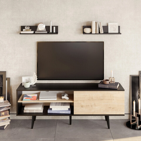 Comoda tv, retricy, pi, 160x35x59 cm, pal, negru / safir