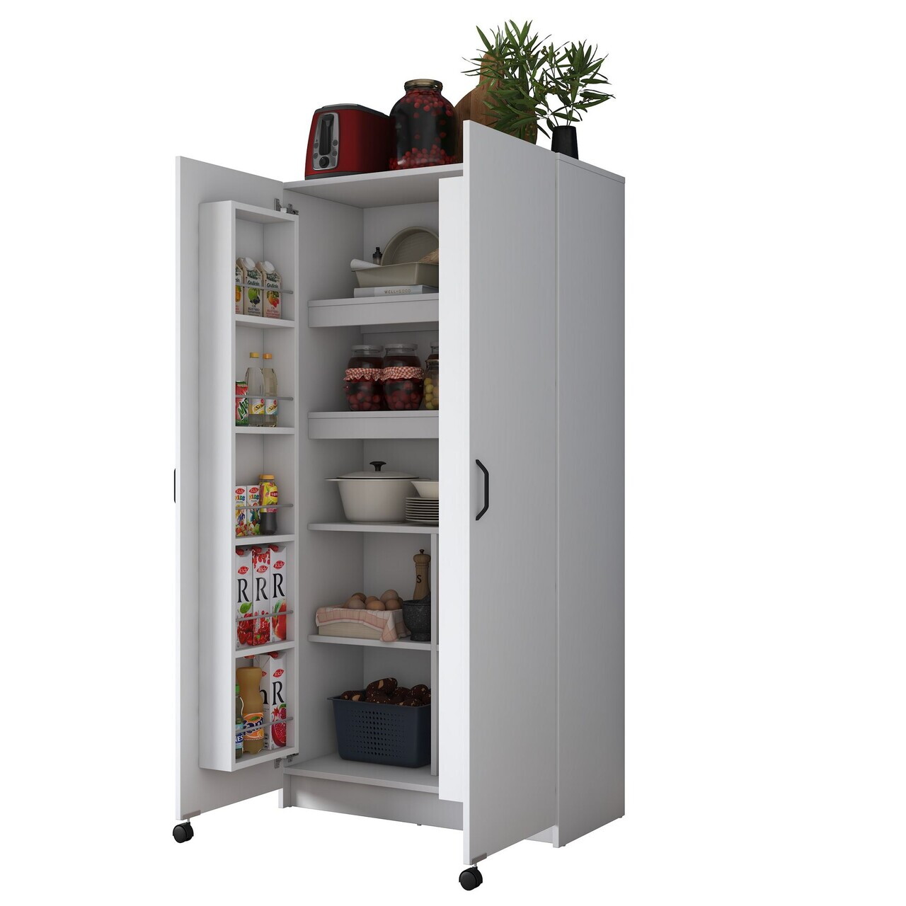 Dulap multifunctional, Hanah Home, JE103, 90x180x42 cm, PAL melaminat, Alb - view 10