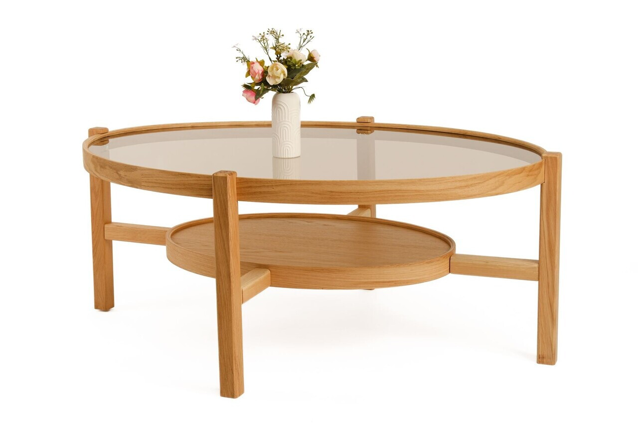 Masuta de cafea, Hanah Home, Harmony 110, 110x48x80 cm, LEMN MASIV DE STEJAR, Stejar — imaginea 2