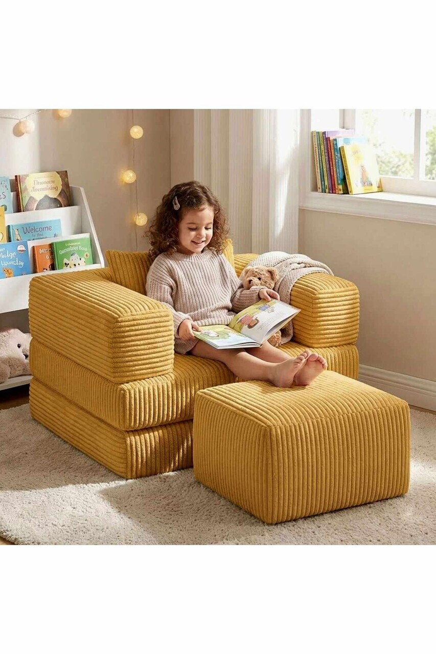 Canapea extensibilă pentru copii, Atelier del Sofa, 326NYR1103, Galben mustar
