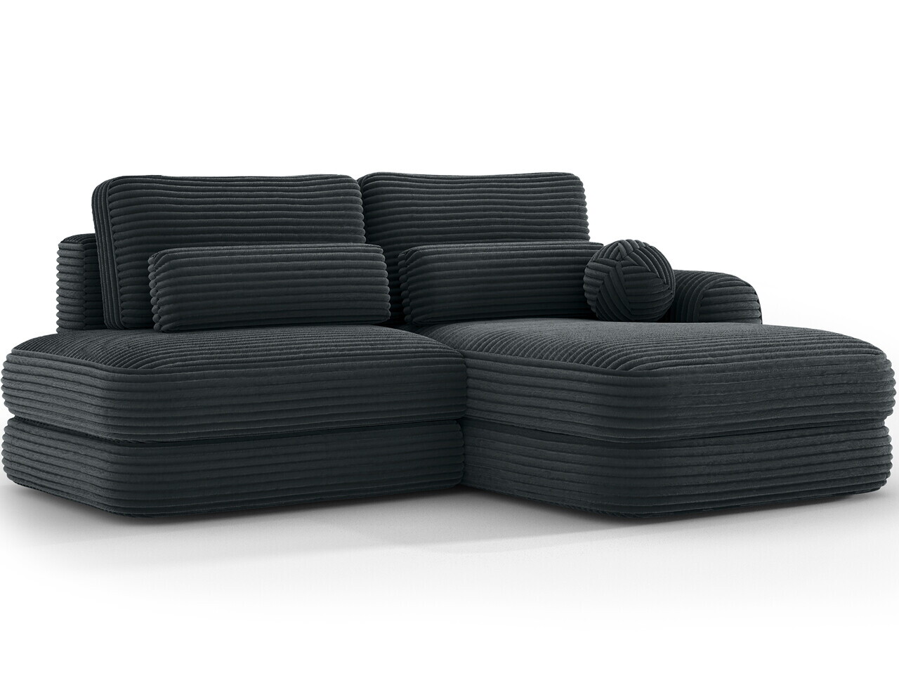 Coltar extensibil dreapta 3 locuri ELTAP, Ripeli, 217x175x96 cm, lemn/catifea din poliester, verde inchis — imaginea 5