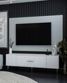Comoda TV, Olivia, Dekos, 150x48 cm, PAL , Alb / Argintiu