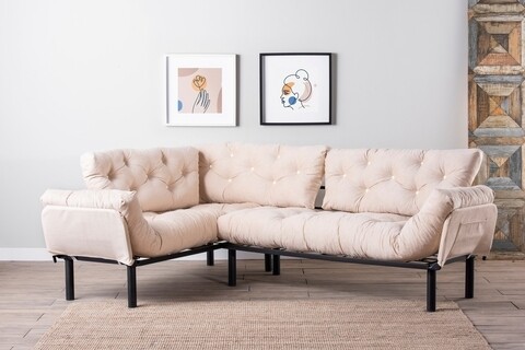 Coltar Nitta Corner, Futon, metal, crem Futon