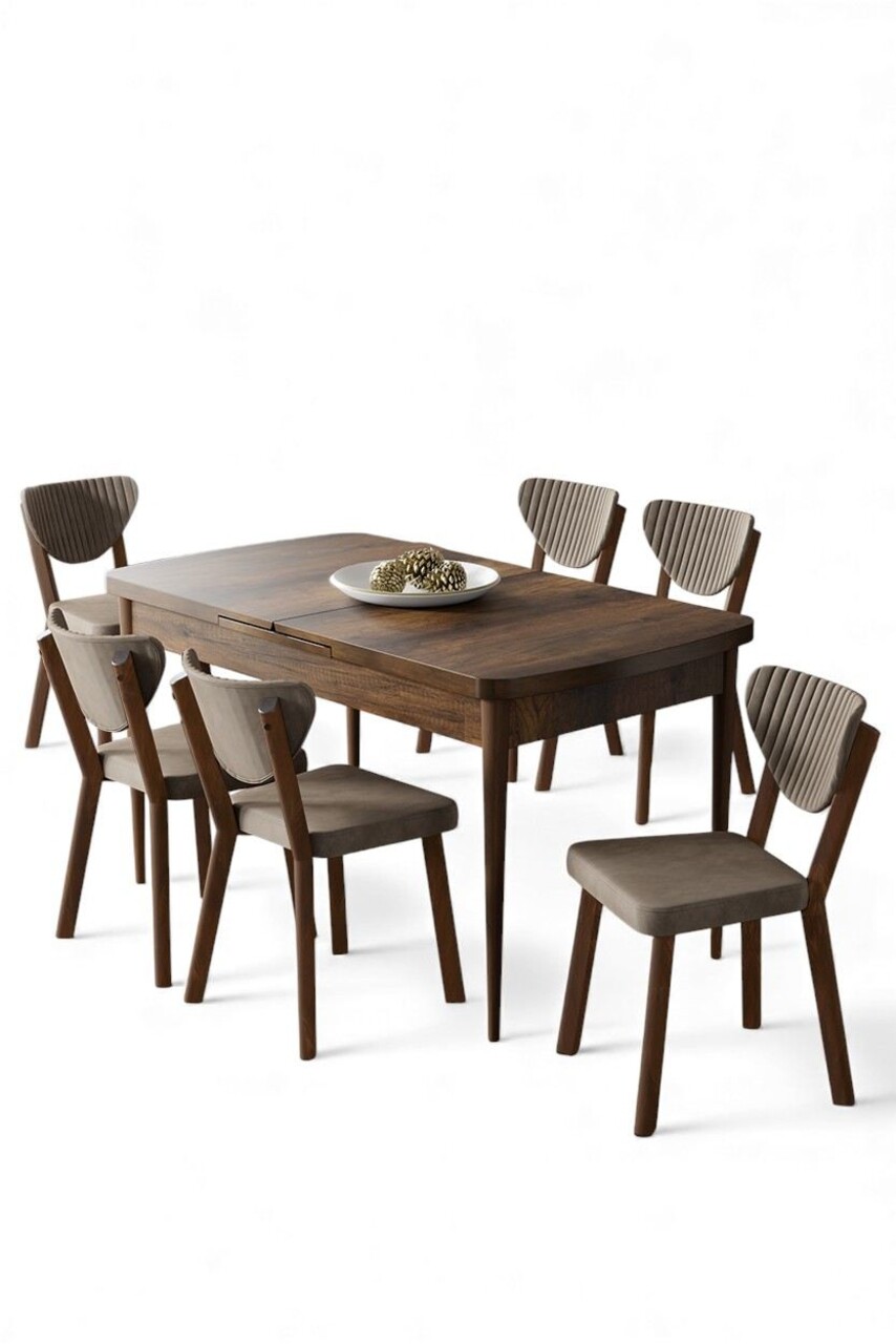 Set masa extensibila si scaune, Hanah Home, Exve, Baroc / Cappuccino - view 2