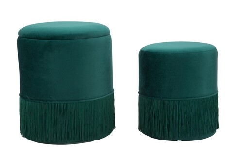 Set 2 taburete cu spatiu pentru depozitare couple, mauro ferretti, catifea, verde inchis