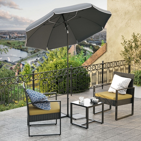 Umbrela pentru terasa, gradina, plaja, Songmics, D160 cm,  protectie solara UPF 50+, gri