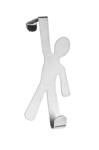 Suport prosoape cu montare pe usa boy, wenko, 8 x 15 cm, inox, argintiu