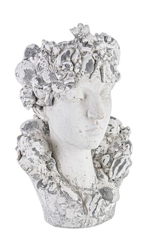 Vaza / Ghiveci de exterior Divinity Head, Bizzotto, 34 x 28 x 50 cm, magneziu