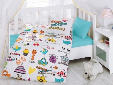 Lenjerie de pat pentru copii, 4 piese, 100% bumbac ranforce, Cotton Box, Bebegimi