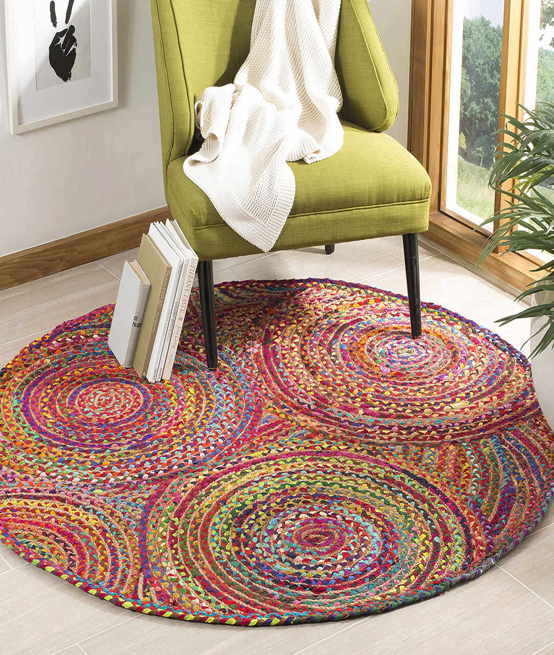 Covor, 00001A , 120x120 cm, Iuta, Multicolor