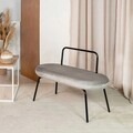 Bancheta Ina, Homla, 95x45x61 cm, otel/MDF/catifea din poliester, bej