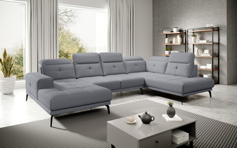 Coltar dreapta 6 locuri ELTAP, RT-06PO, Bretan, 350x205x107 cm, lemn/poliester, gri