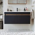 Dulap de baie cu chiuvetă, Hanah Home, 1913, 100x48x45.5 cm, MDF-LAM, Pin Atlantic / Antracit