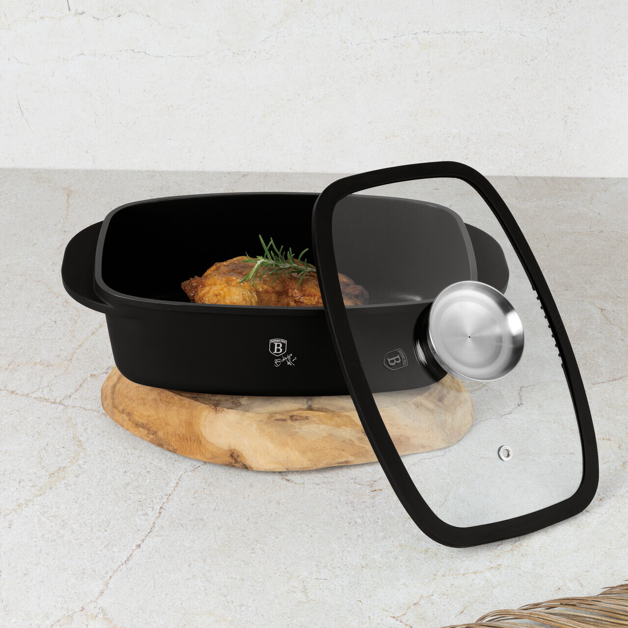 Tava cu capac Berlinger Haus, Matte Black, 32x21x10.6 cm, 6 L, aluminiu turnat, negru mat - imagine 2