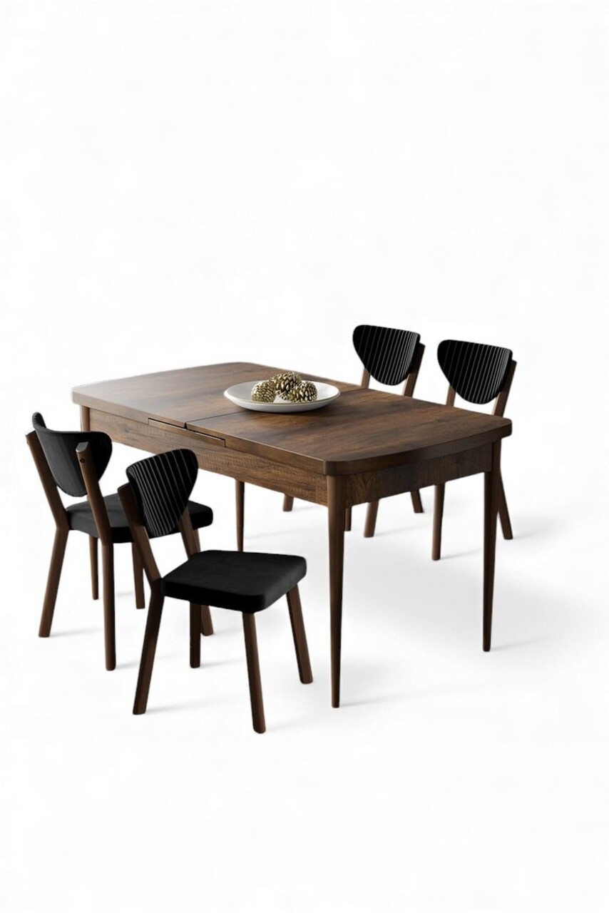Set masa extensibila si scaune, Hanah Home, Exve, Baroc / Negru - view 2