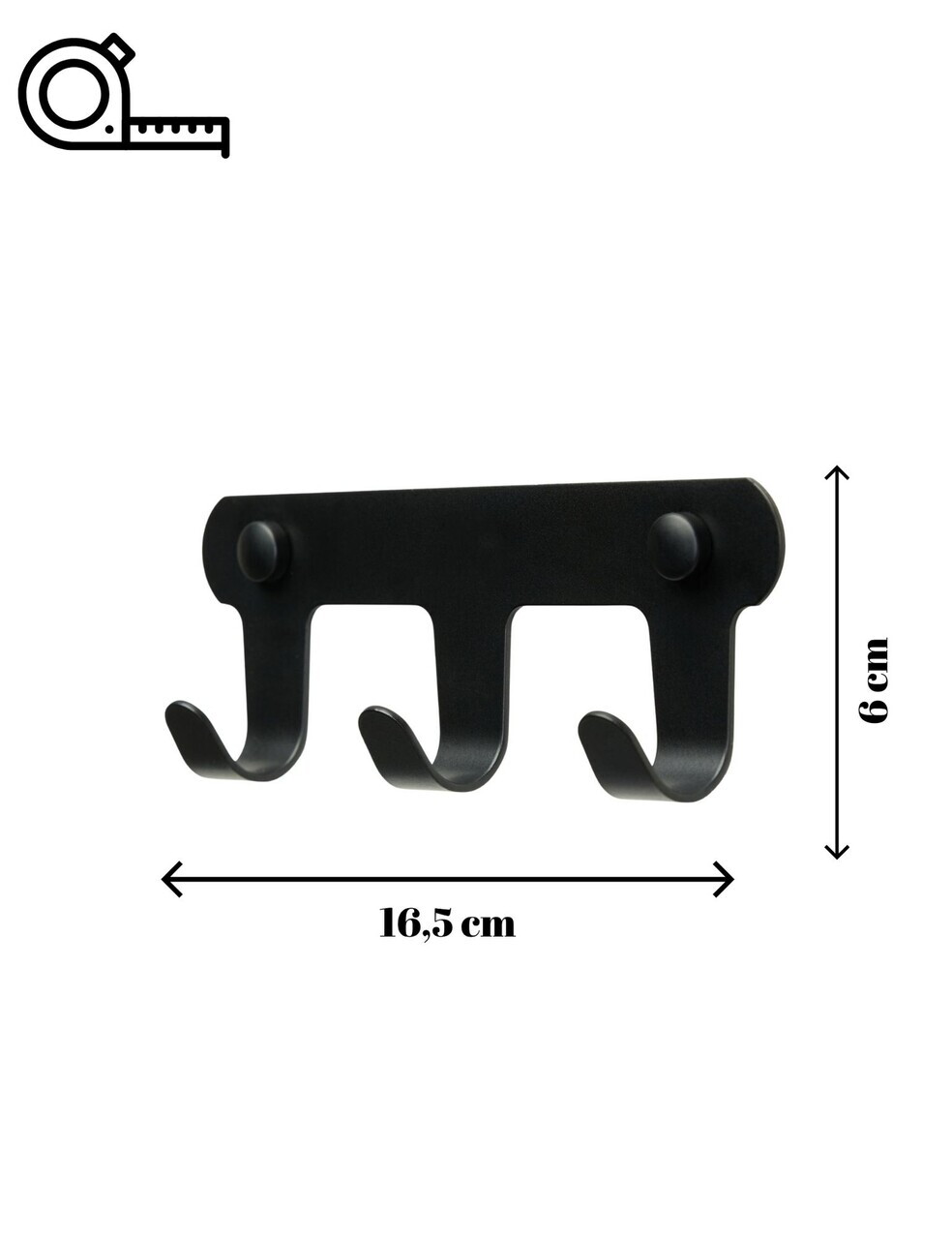 Cuier de perete, Hanah Home, Smart 3, 16.5x6x3 cm, Inox, Negru - view 5