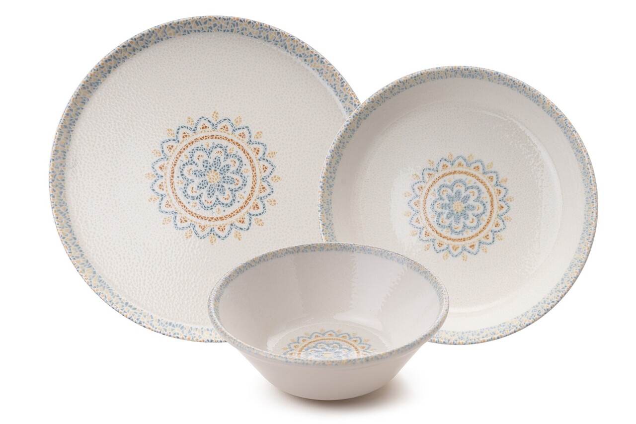 Set de cină (12 piese), L'essentiel Maison, 430KSV8964, Bol: 14 x 14 x 4,5 cm (4 bucăți), Gri/Alb - view 6