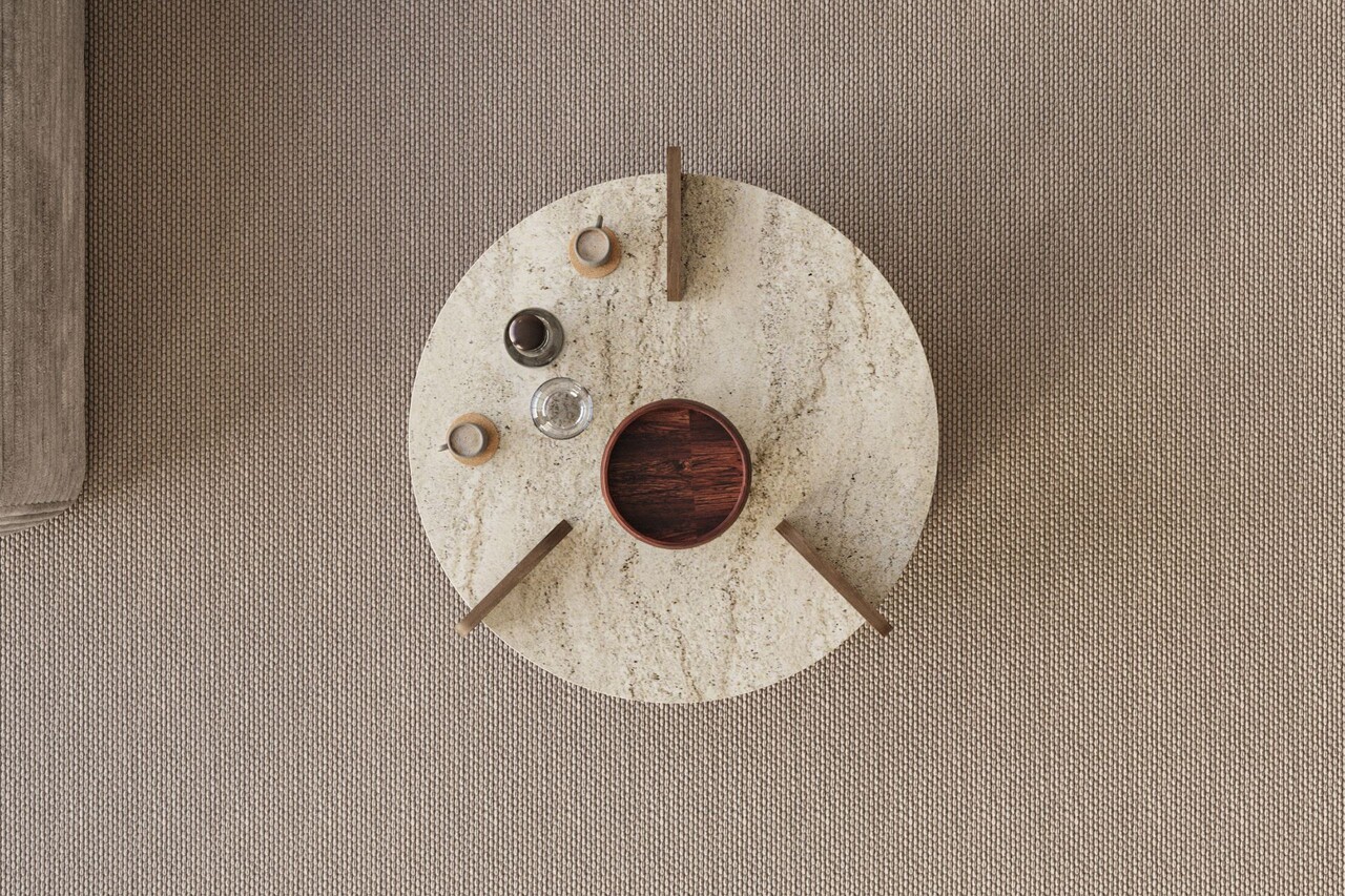 Masuta de cafea, Hanah Home, Oalla, 70x45x70 cm, Travertin / Nuc - view 3