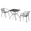 Set 2 scaune si masa patrata, Berlin, L.70 l.70 H.72 cm, negru/gri