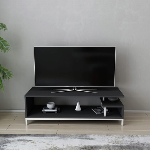 Comoda tv, retricy, reilly, 120x44.6x37.6 cm, pal, alb / antracit
