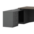 Birou de colt Denith, Pakoworld, 220x180x75 cm, colt stanga, PAL melaminat, gri inchis/maro