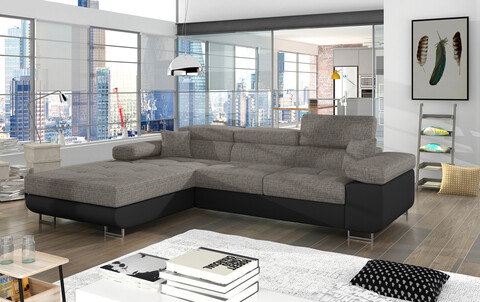 Coltar extensibil stanga 4 locuri ELTAP, Armd-15, Armando, 289x203x85 cm, lemn/poliester, gri/negru