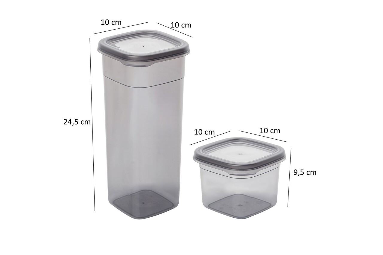Set recipiente depozitare, Hermia, 964FRM5366, Dimensiune: 10 x 10 x 24,5 cm / 1750 ml (9 bucăți), Antracit - view 5