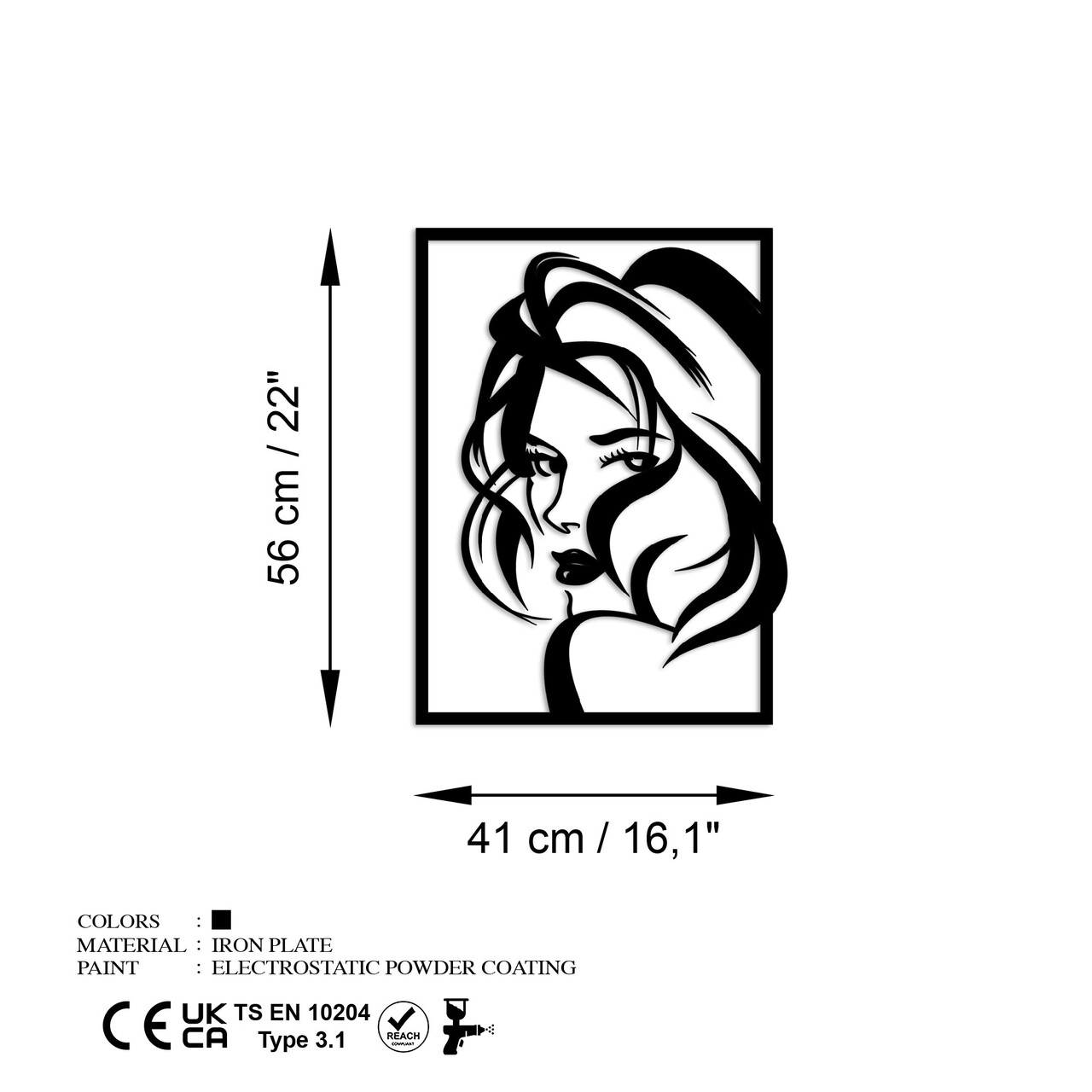 Decoratiune de perete, Look, Dimensiuni: 56 x 41 cm, Negru - view 7