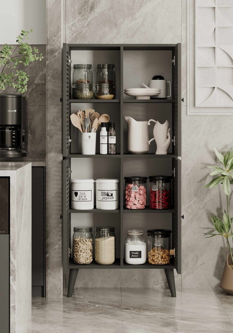 Dulap multifunctional, Hanah Home, Deneb, 70x160x33 cm, MDF, Gri - view 4