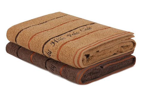 Set prosoape de maini 2 piese, Beverly Hills Polo Club, 407, Bumbac, Caramel/Maro
