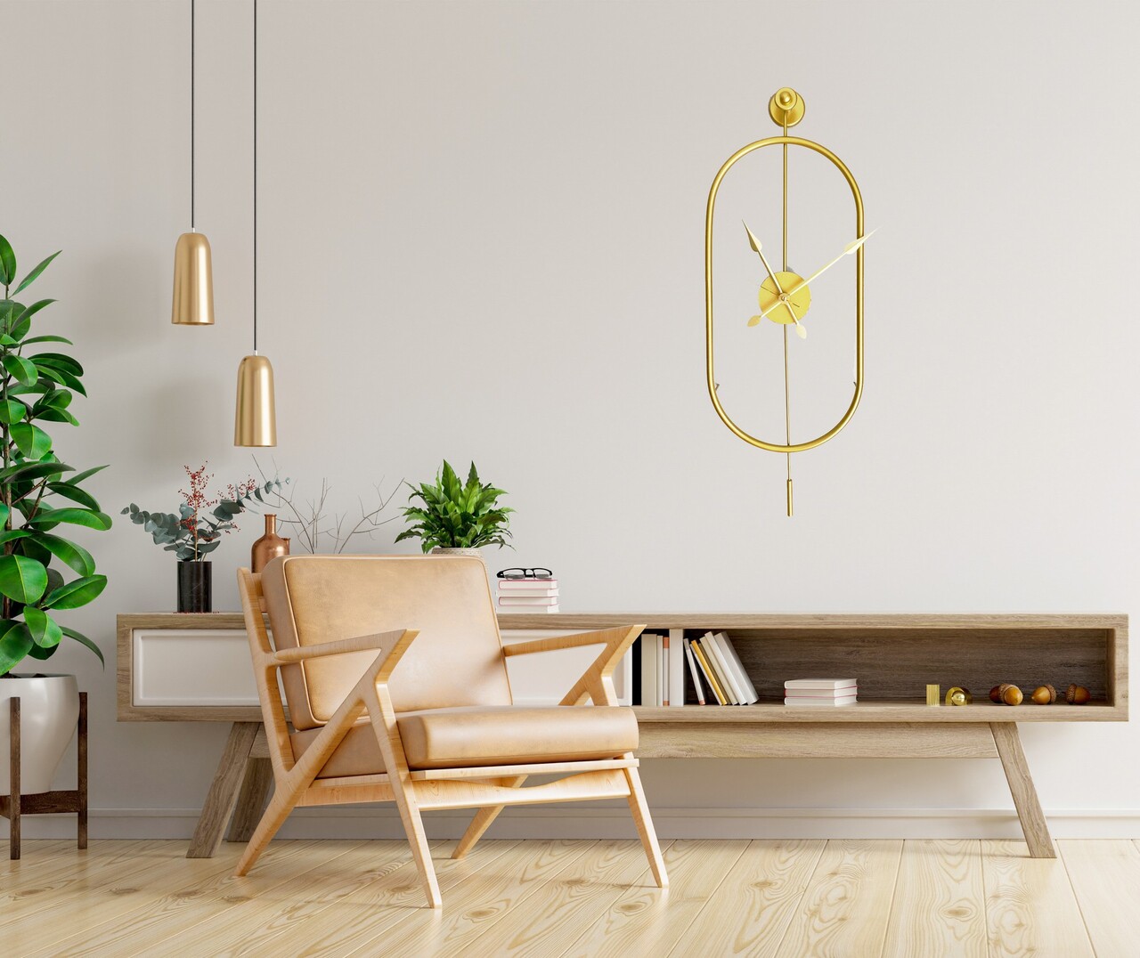 Ceas de perete Mclock-00105 Lățime: 28 cm Înălțime: 80 cm Adâncime: 7 cm Auriu