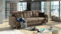 Canapea extensibila 3 locuri ELTAP, Ask13, Asgard, 233x92x93 cm, lemn/poliester, maro