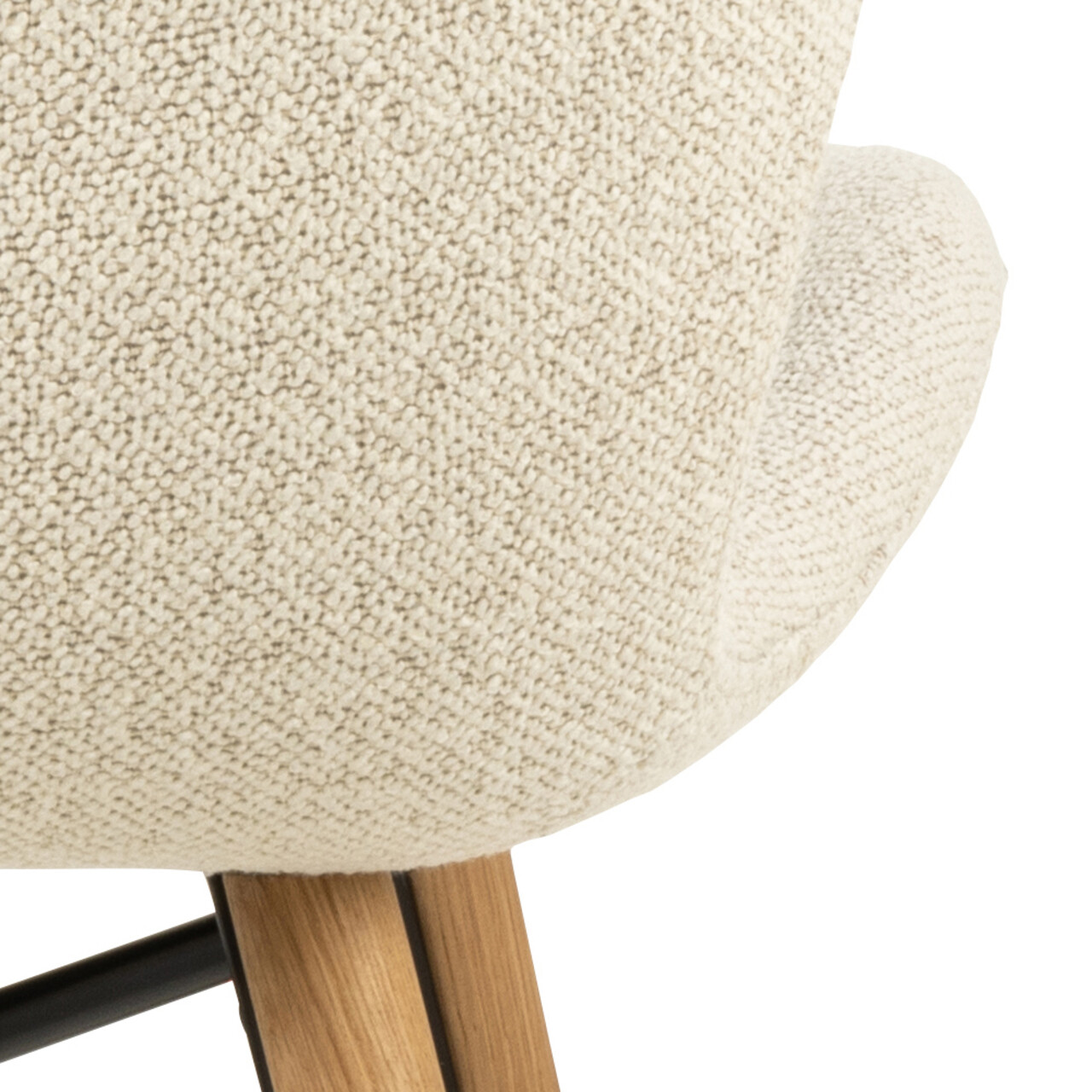 Scaun Batilda -A1 Zip, Actona, 47x53x82.5 cm, tesatura Boucle/lemn de stejar, crem - view 8
