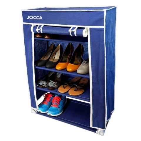 Organizator pentru pantofi Blue, Jocca, 30 x 60 x 80 cm, polipropilena/metal, albastru/alb