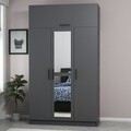 Dulap pentru haine, Minerva, Minar 3 Kapak 235, 135x235x52 cm, PAL, Antracit