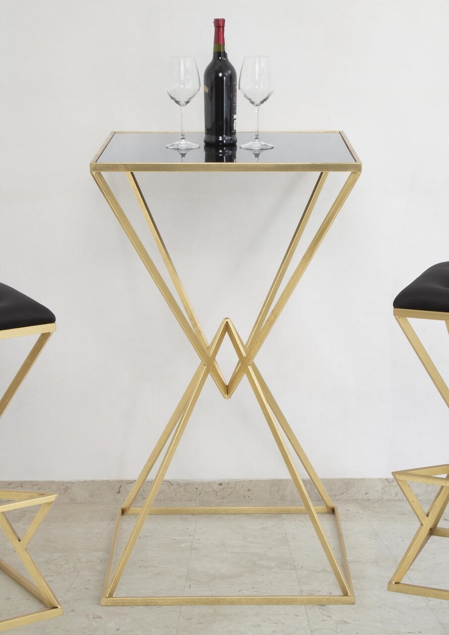 Masuta de bar Piramid, Mauro Ferretti, 60x60x105 cm, fier, auriu/negru — imaginea 6