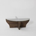 Masuta de cafea, Neostill, Amphora, 92 x 35 x 92 cm, sticla temperata/metal, nuc