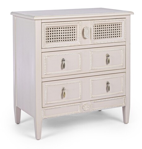 Comoda Eunice, Bizzotto, 65 x 36 x 70 cm, lemn de brad/ratan Bizzotto