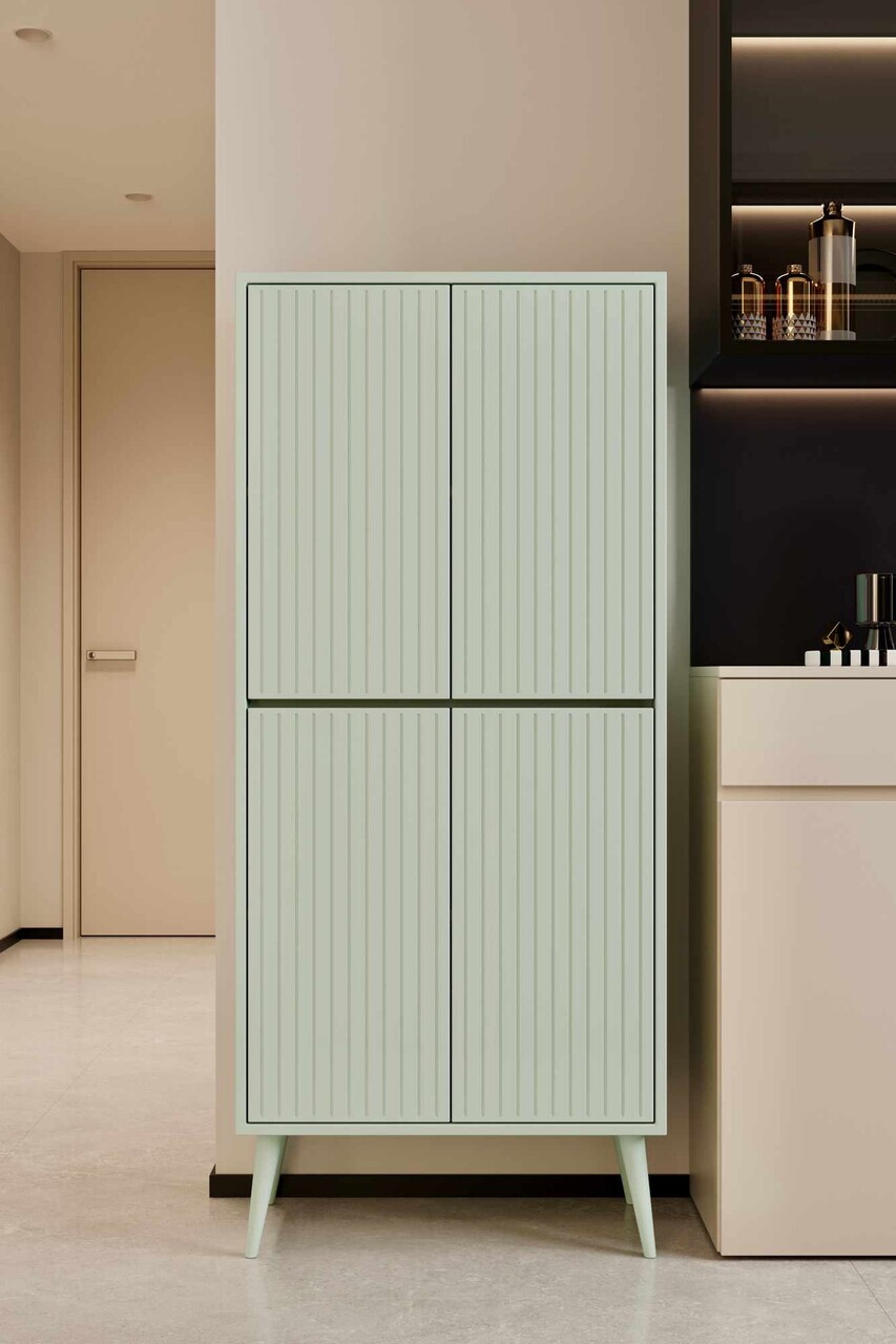 Dulap pentru bucatarie, Hanah Home, Capella, 69x158x32 cm, MDF, Verde menta - view 2